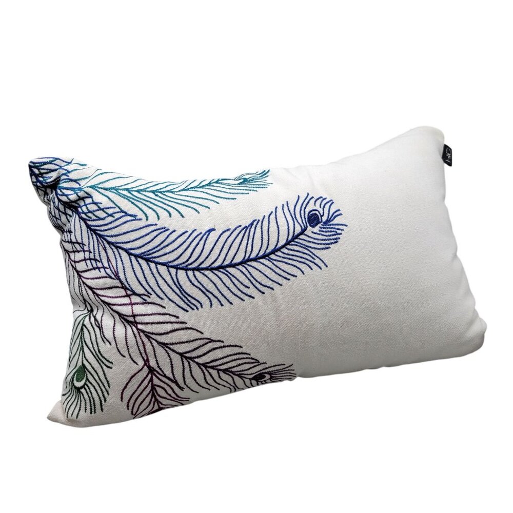 Decorative Peacock Feather Pattern Throw Pillow Zip Cover Hallmark Collectibles